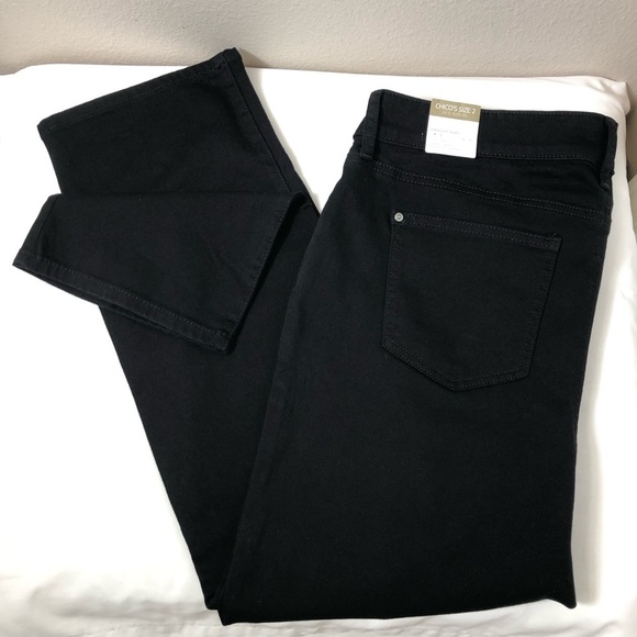 Chico’s Stretchy Mid Modern Rise Closet Staple Black Straight Jeans 2 Short 12-L - Picture 13 of 15